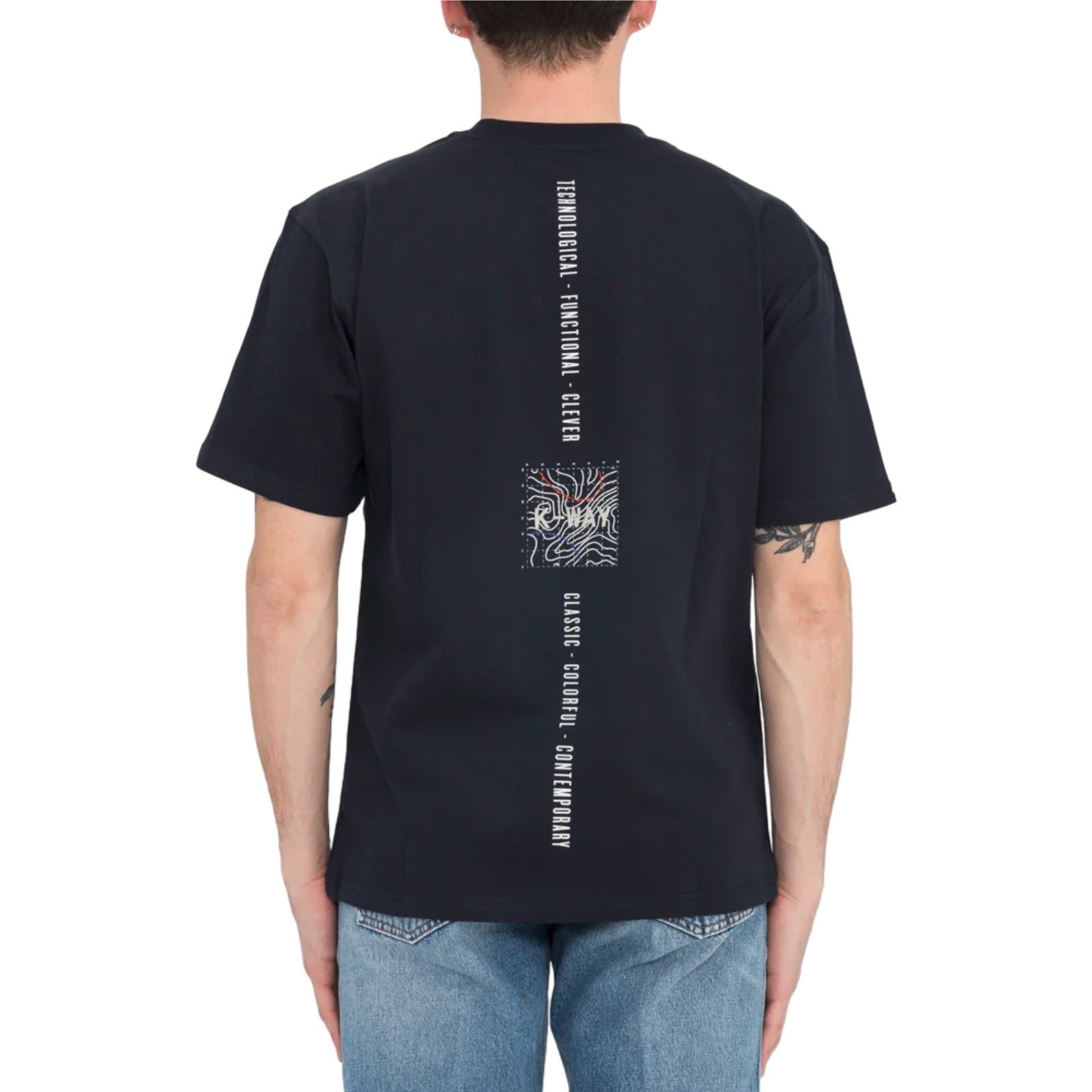 T-shirt Uomo K-Way - Solo Vertical Isobar Jersey - Blu