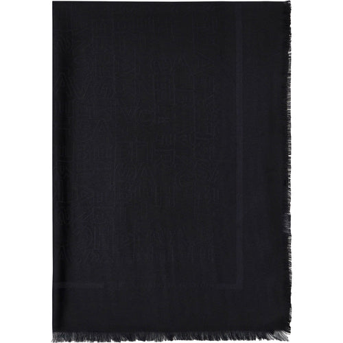 Sciarpe Donna Elisabetta Franchi - Pashmina rettangolare in jacquard con lettering lo - Nero