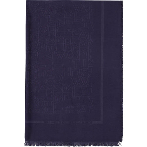 Sciarpe Donna Elisabetta Franchi - Pashmina rettangolare in jacquard con lettering lo - Blu