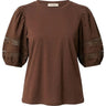 T-shirt Donna Twinset - T-Shirt In Jersey Con Maniche Baloon In Popeline - Marrone