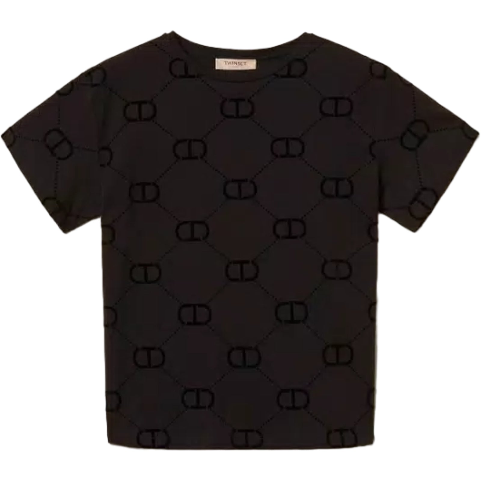 T-shirt Donna Twinset - T-Shirt M/C Stampa Flock All Over - Nero