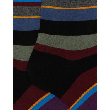 Calze Uomo Gallo - Uomo Lungo Co/Ly Leggero Righe Multicolor - Nero