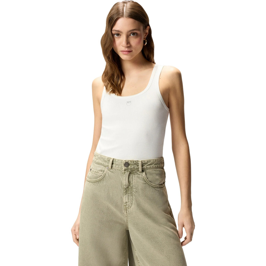 Canotte e top Donna Pinko - Calcolatore Canottiera Costina - Bianco
