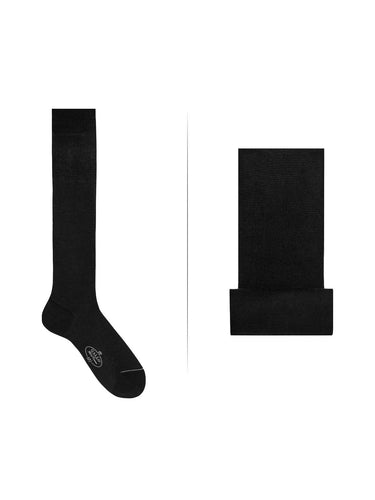 Calze Uomo Gallo - Calza uomo lunga in cotone - Nero-Gianni Foti