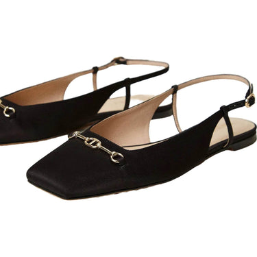 Scarpe con tacco Donna Twinset - Sling Back Raso C/Punta Quadrata E Morsetto Oval - Nero