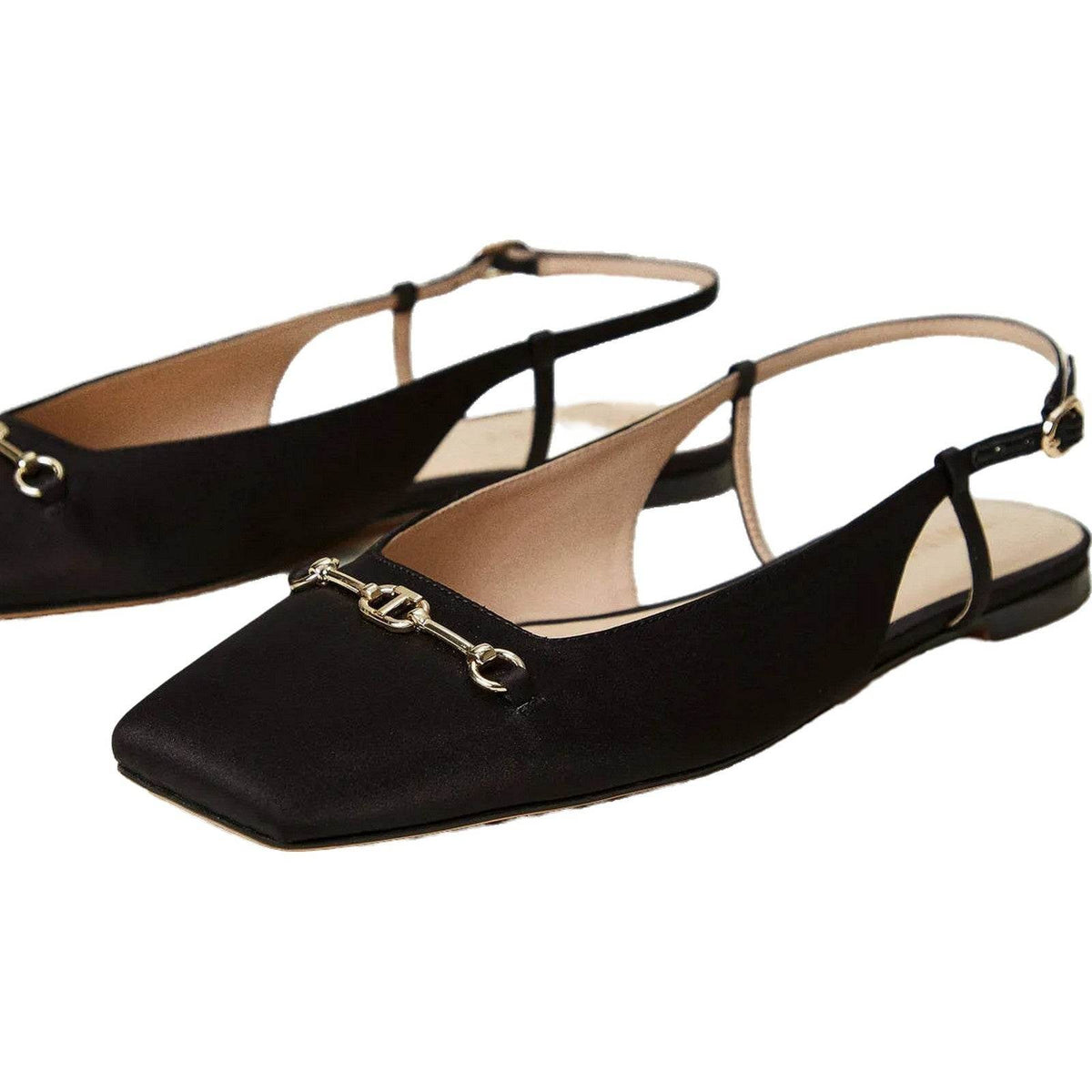 Scarpe con tacco Donna Twinset - Sling Back Raso C/Punta Quadrata E Morsetto Oval - Nero