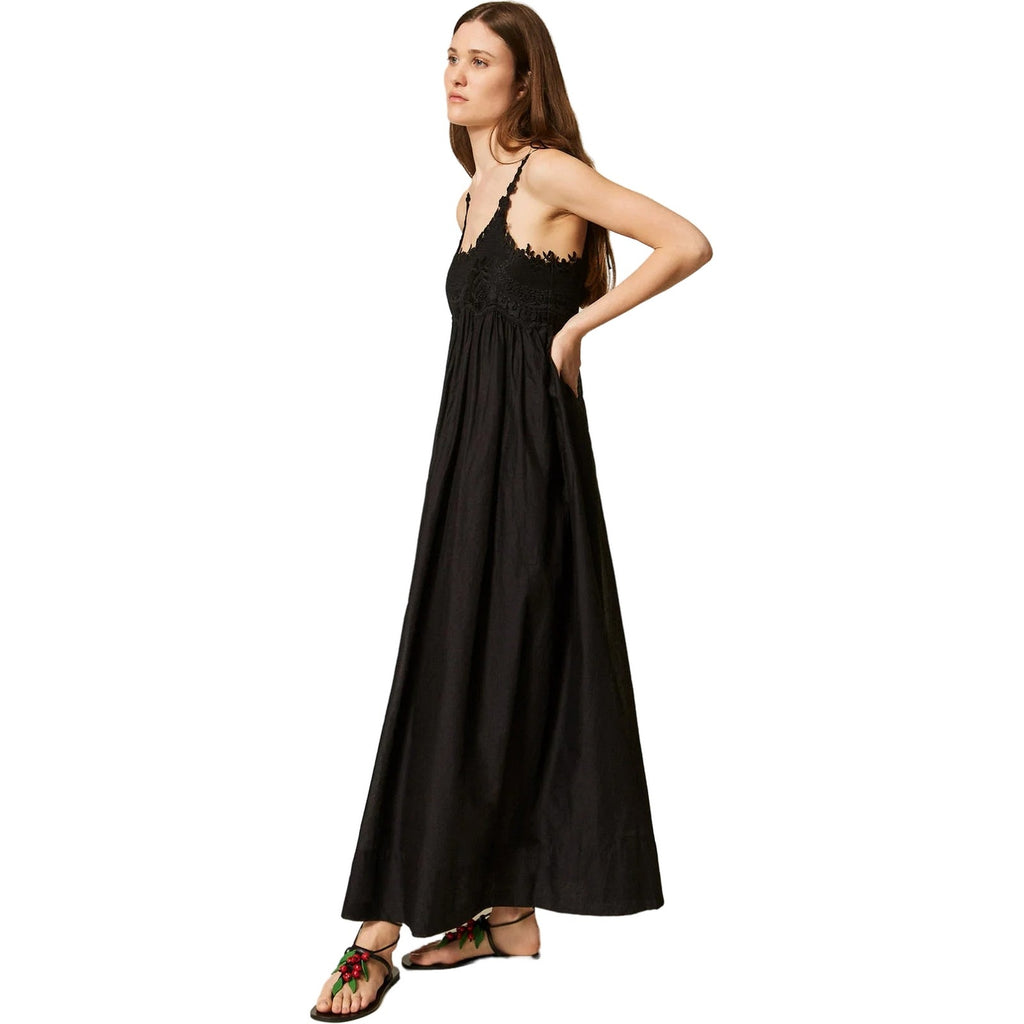 Vestiti da sera e cerimonia Donna Twinset - Abito Lungo Con Spallini - Nero