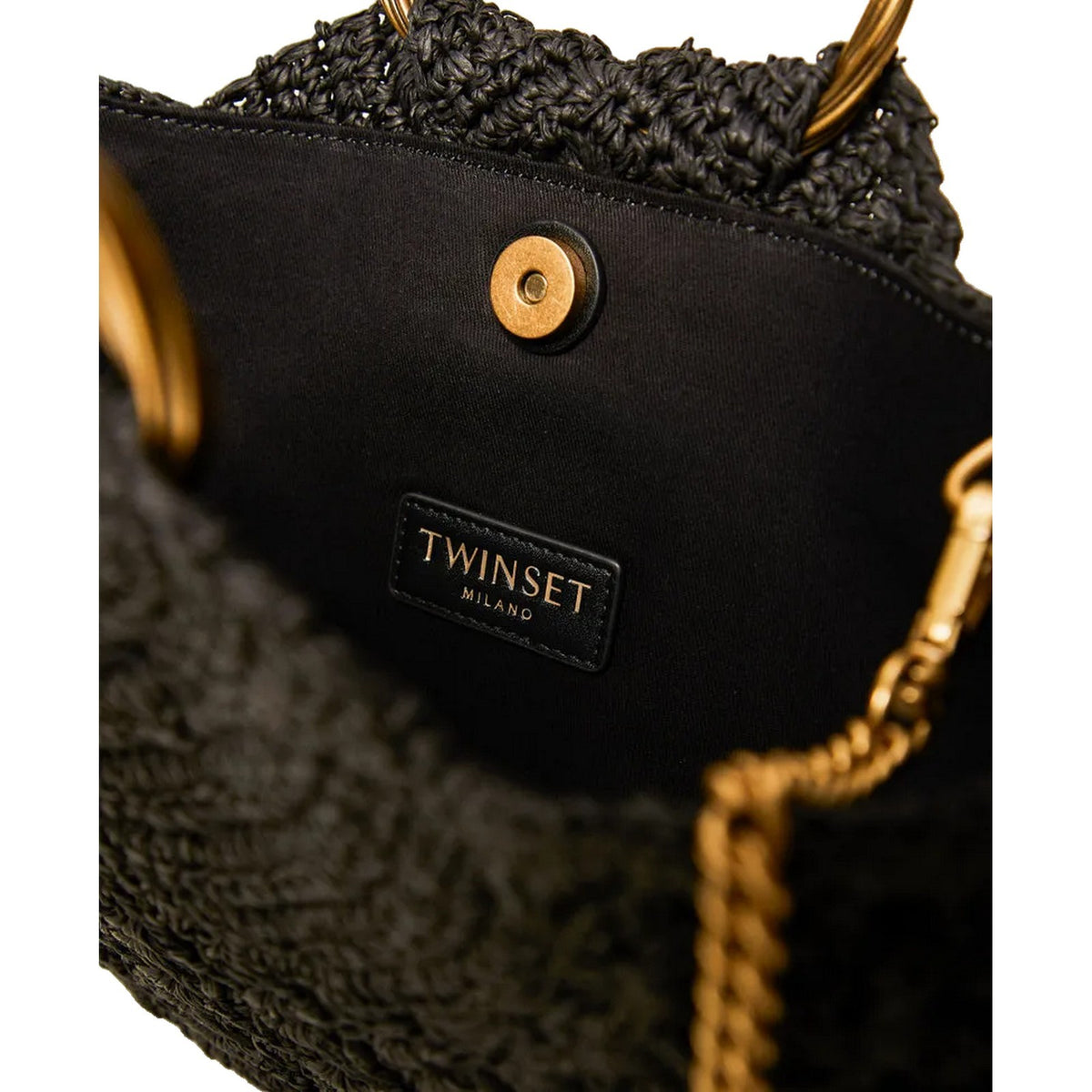 Pochette e Clutch Donna Twinset - Clutch Effetto Paglia Con Maniglia - Nero