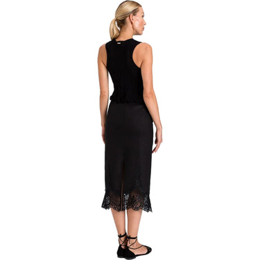 Gonne casual Donna Twinset - Gonna Lunga Con Pizzo Intarsiato E Spacco - Nero