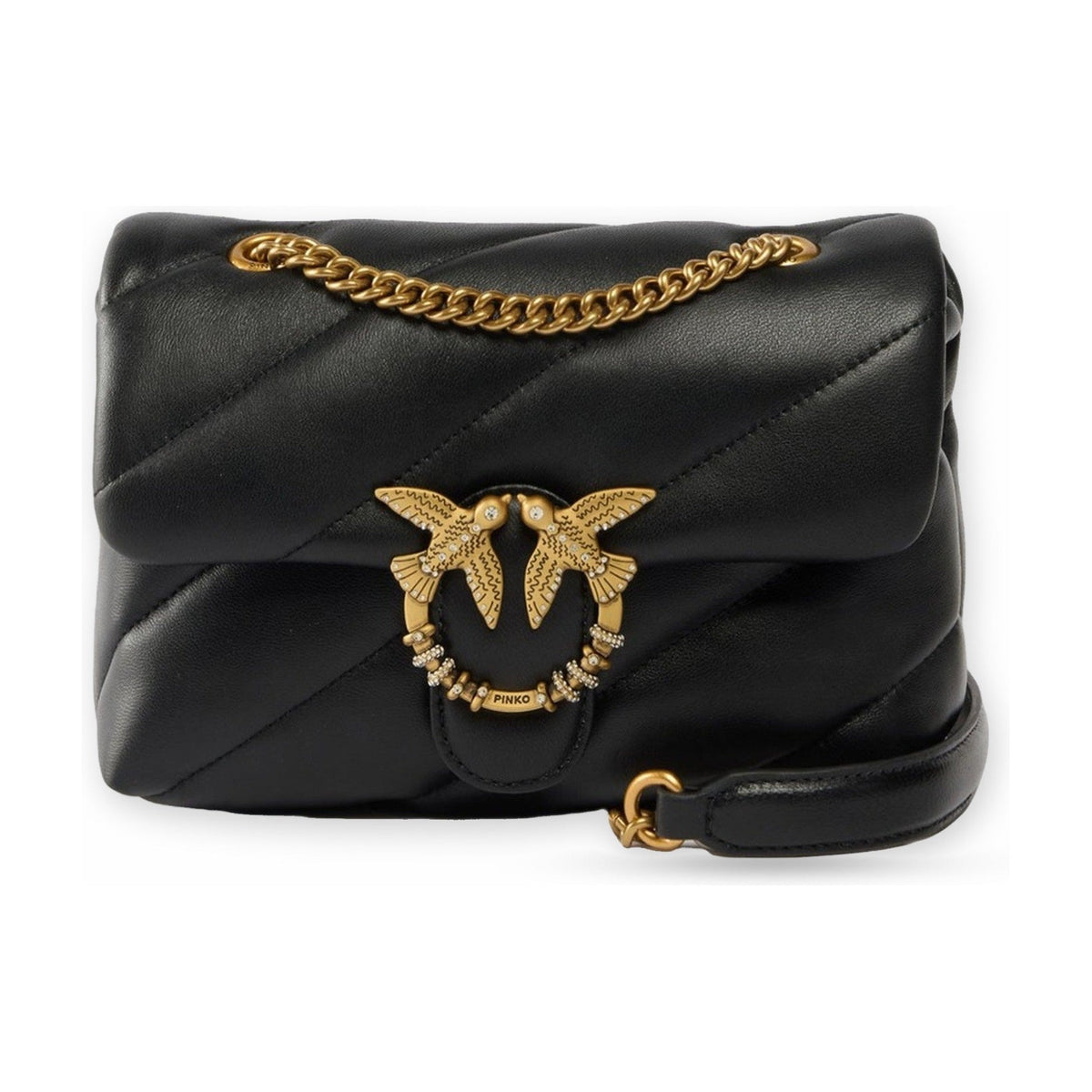 Borse a spalla Donna Pinko - Puff Mini New Buckle Sheep Nap - Nero