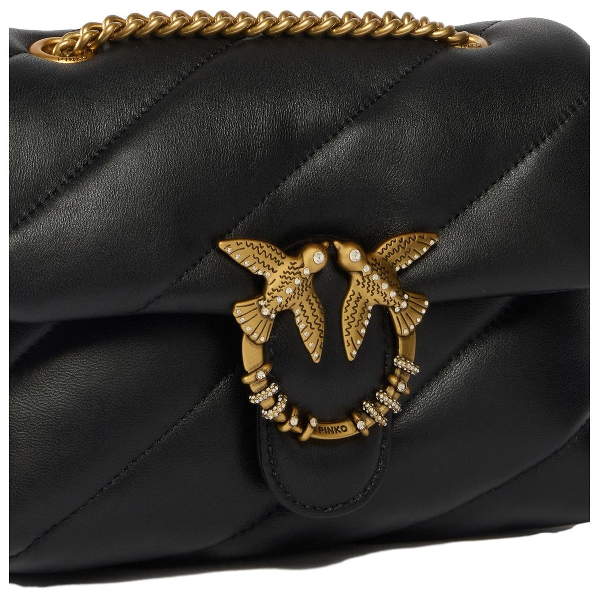 Borse a spalla Donna Pinko - Puff Mini New Buckle Sheep Nap - Nero