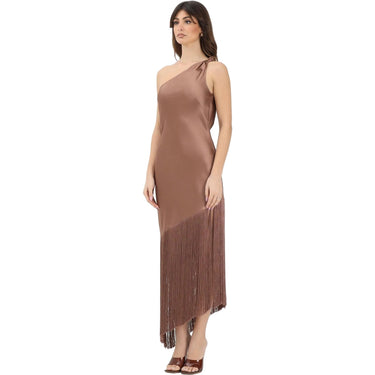 Vestiti da sera e cerimonia Donna Pinko - Kiwi Abito Satin Con Frange - Marrone di Pinko su Gianni Foti