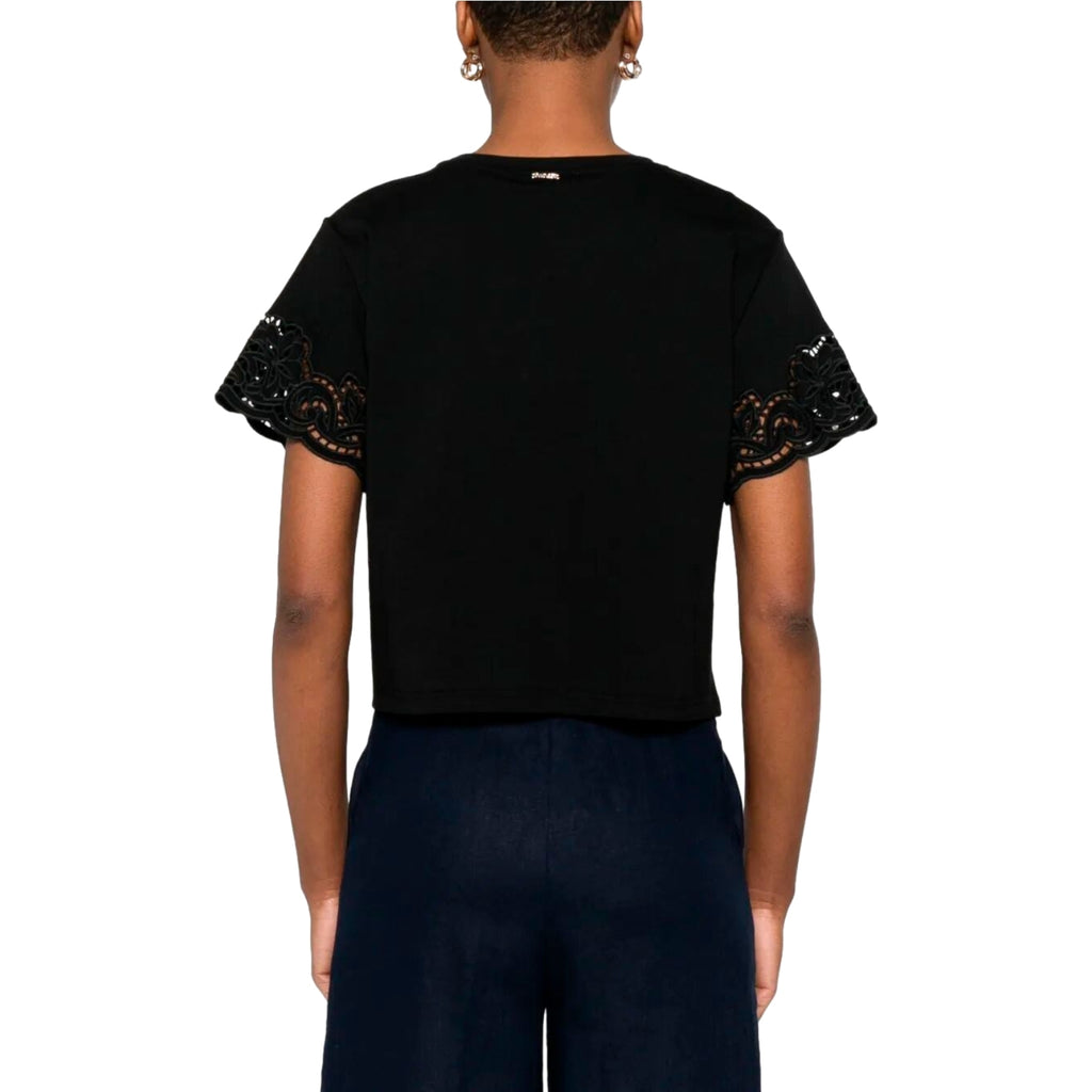 T-shirt Donna Twinset - T-Shirt In Jersey M/C Con Ricamo - Nero
