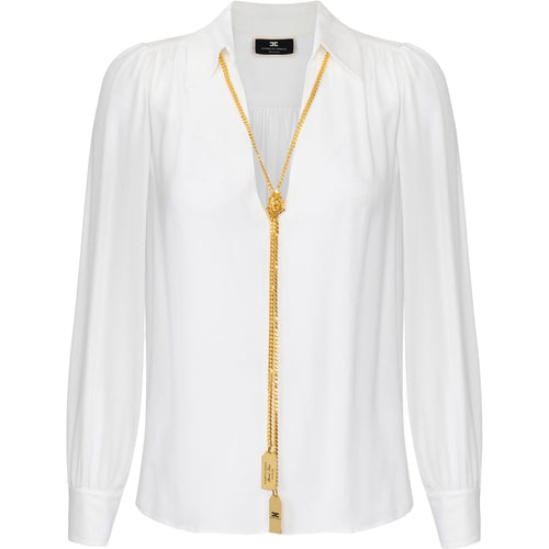 Bluse e camicie Donna Elisabetta Franchi - Blusa in georgette con charms collana - Avorio