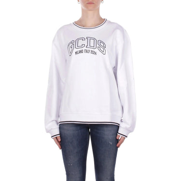 Felpe senza cappuccio Donna Gcds - Logo Lounge Crop Crew - Bianco