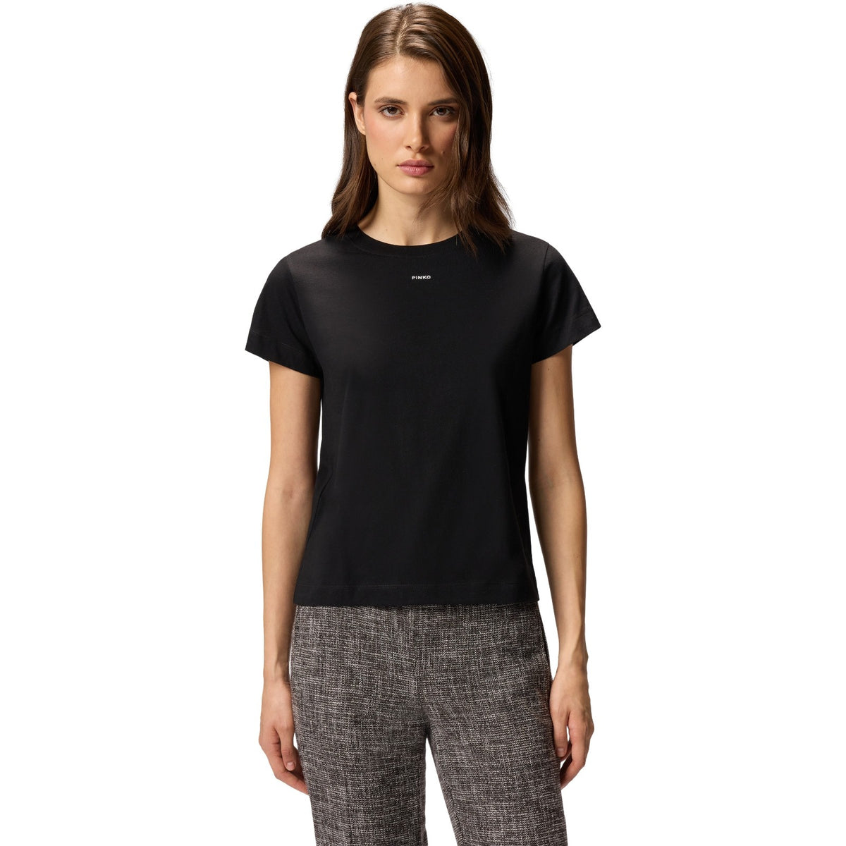 T-shirt Donna Pinko - Basico T-Shirt Jersey Logo Pin - Nero