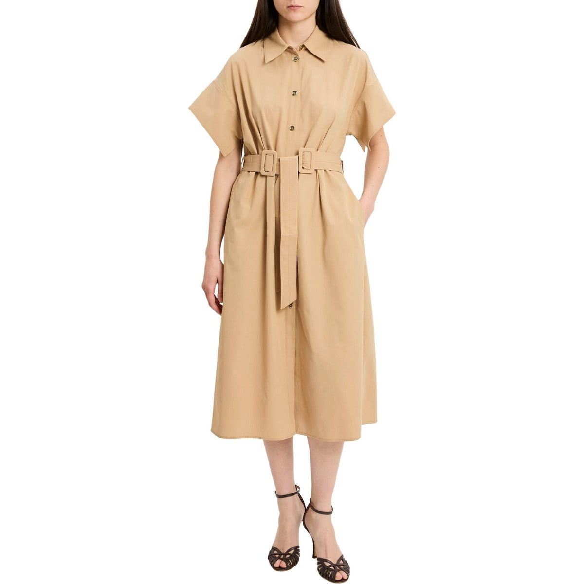 Vestiti da sera e cerimonia Donna Pinko - Alesha Abito Cotone Fluido - Beige