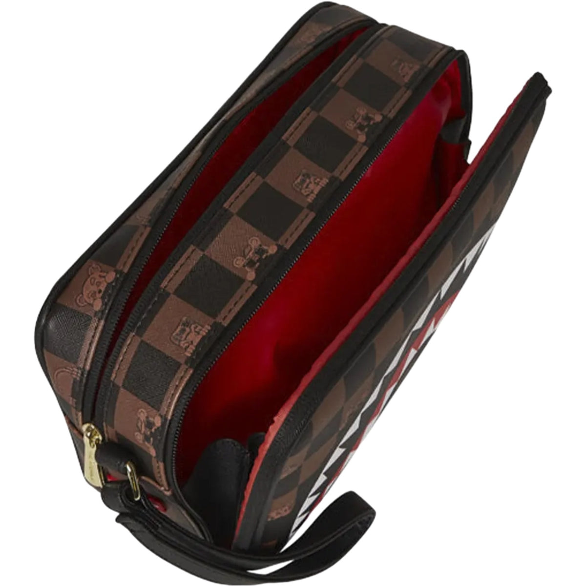 Beauty Case Unisex Sprayground - Peeking Character Check Toiletry - Marrone