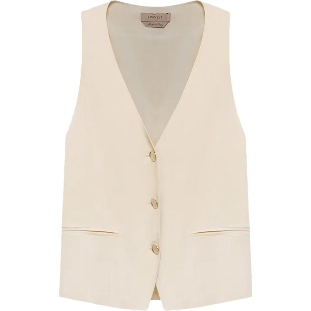 Gilet Donna Twinset - Gilet Corto - Beige-Gianni Foti