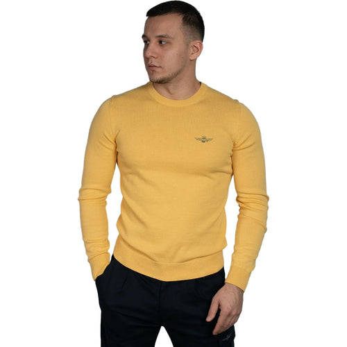 Maglie Uomo Aeronautica Militare - Maglia basica girocollo in cotone - Giallo