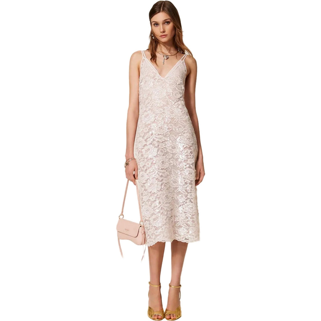 Vestiti da sera e cerimonia Donna Twinset - Abito Lungo C/Spallini E Sottoveste E Cintura - Rosa