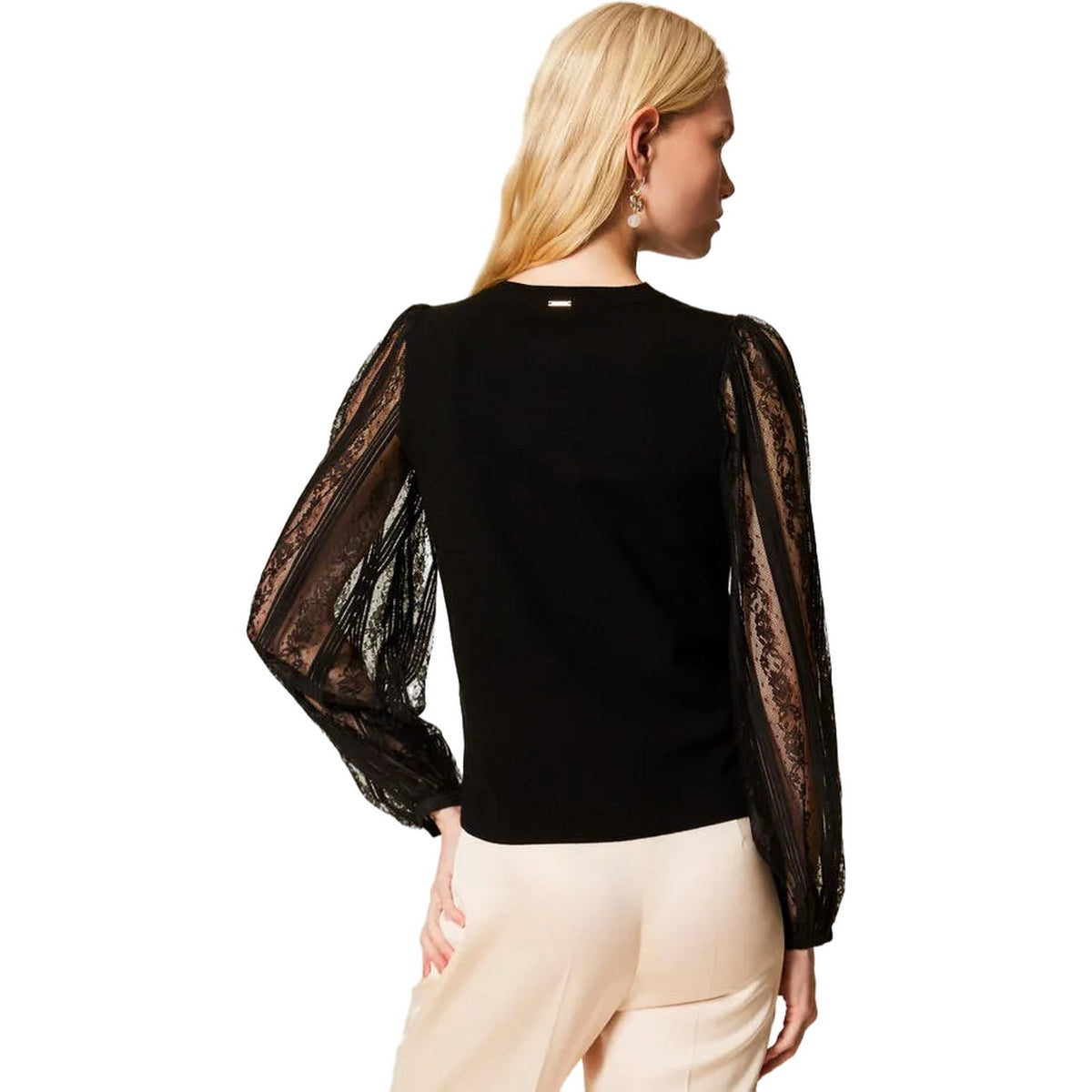 Bluse e camicie Donna Twinset - Maglia Con Pizzo Ricamato - Nero