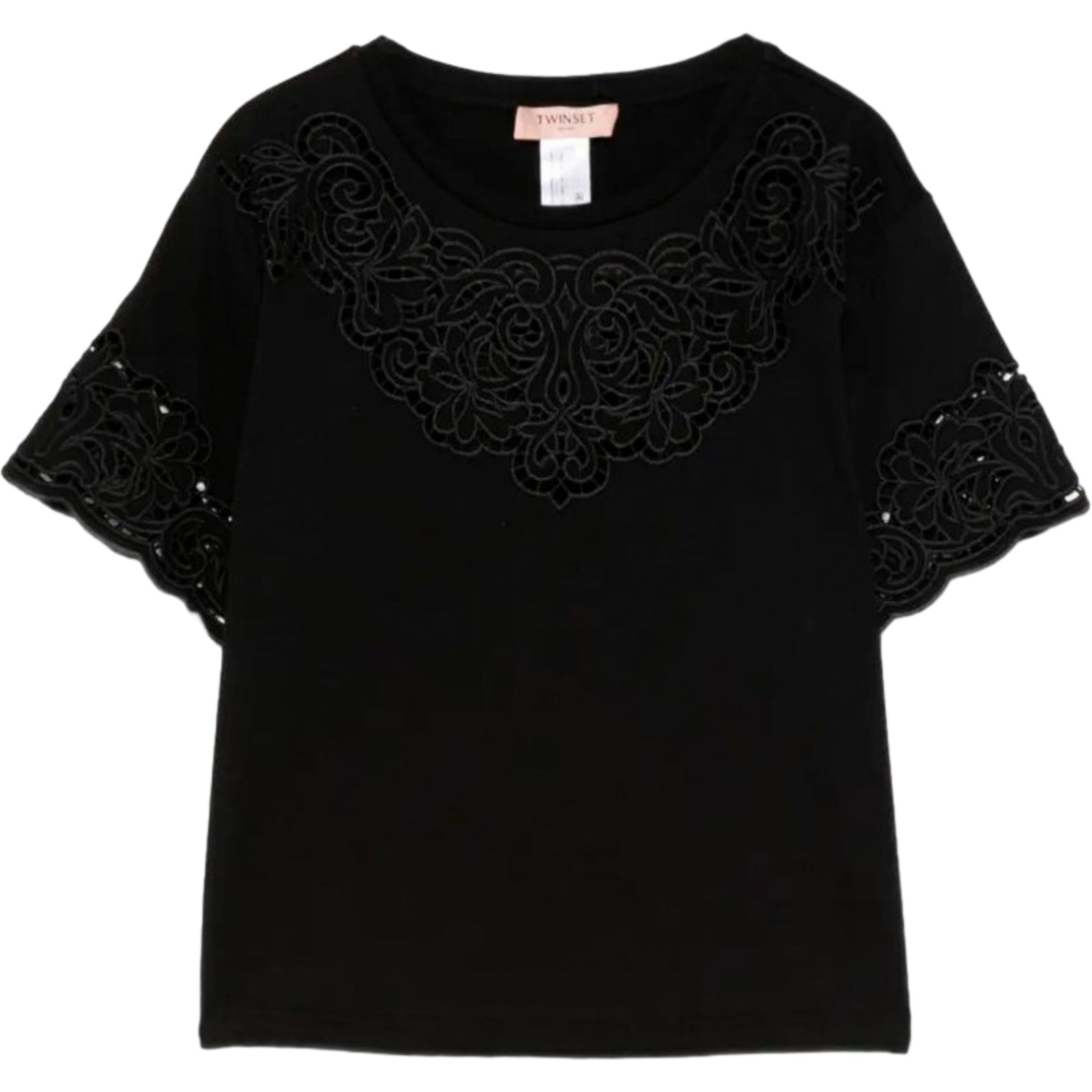 T-shirt Donna Twinset - T-Shirt In Jersey M/C Con Ricamo - Nero