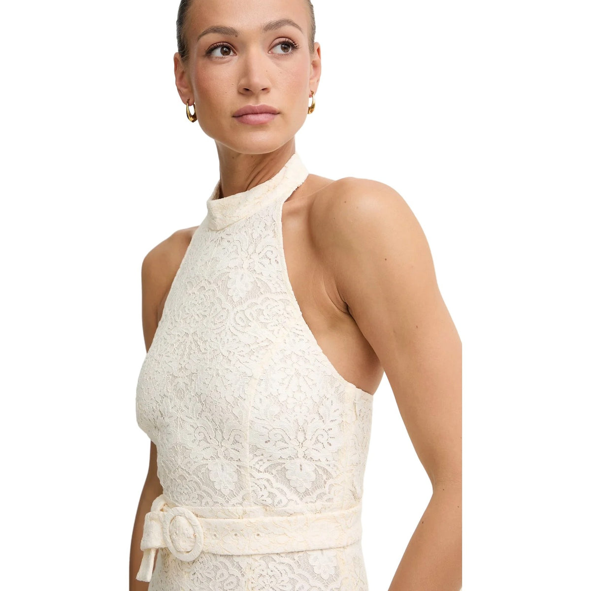 Tute a manica corta Donna Twinset - Tuta All'americana In Pizzo C/Cintura - Bianco