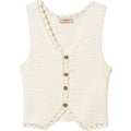 Gilet Donna Twinset - Gilet In Maglia Bordi Crochet - Beige