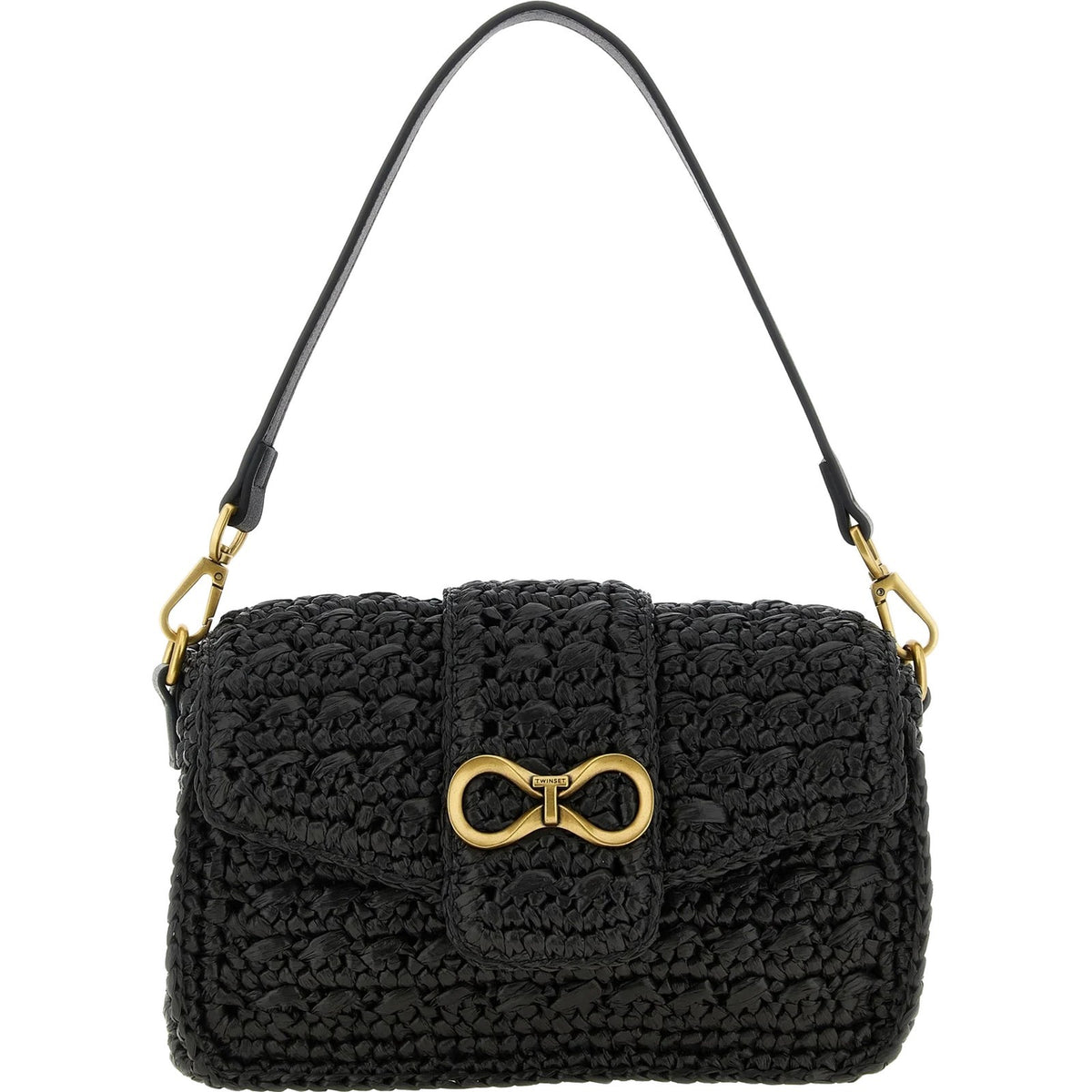Borse a tracolla Donna Twinset - Tracolla C/Patta Effetto Crochet - Nero