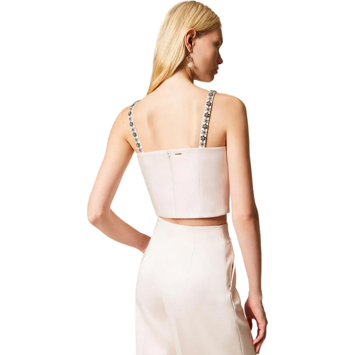 Canotte e top Donna Twinset - Top Corto Con Spallini Ricamati - Rosa