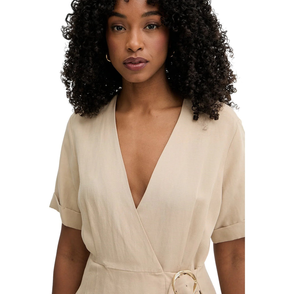 Vestiti da sera e cerimonia Donna Twinset - Abito Lungo A Portafoglio Con Fibbia - Beige