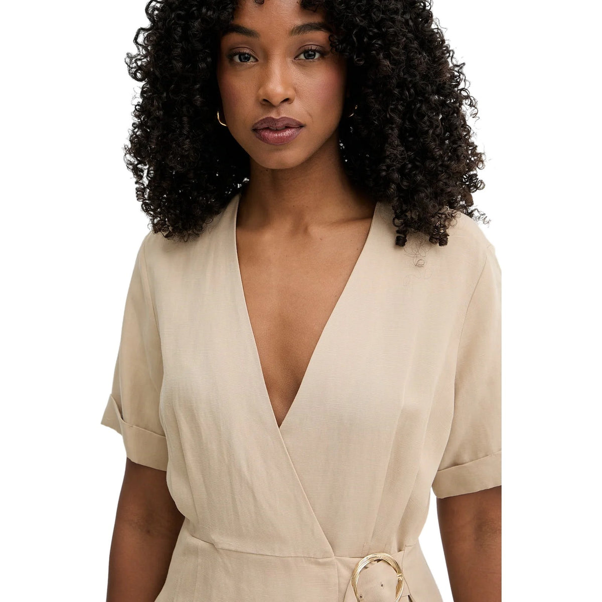 Vestiti da sera e cerimonia Donna Twinset - Abito Lungo A Portafoglio Con Fibbia - Beige