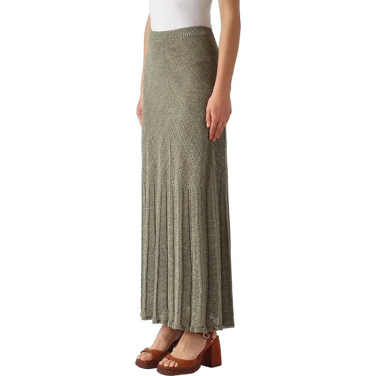Gonne casual Donna Twinset - Gonna In Maglia Punzonata Chevron - Verde
