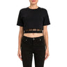 T-shirt Donna Twinset - T-Shirt In Jersey Con Corsetto Pizzo - Nero