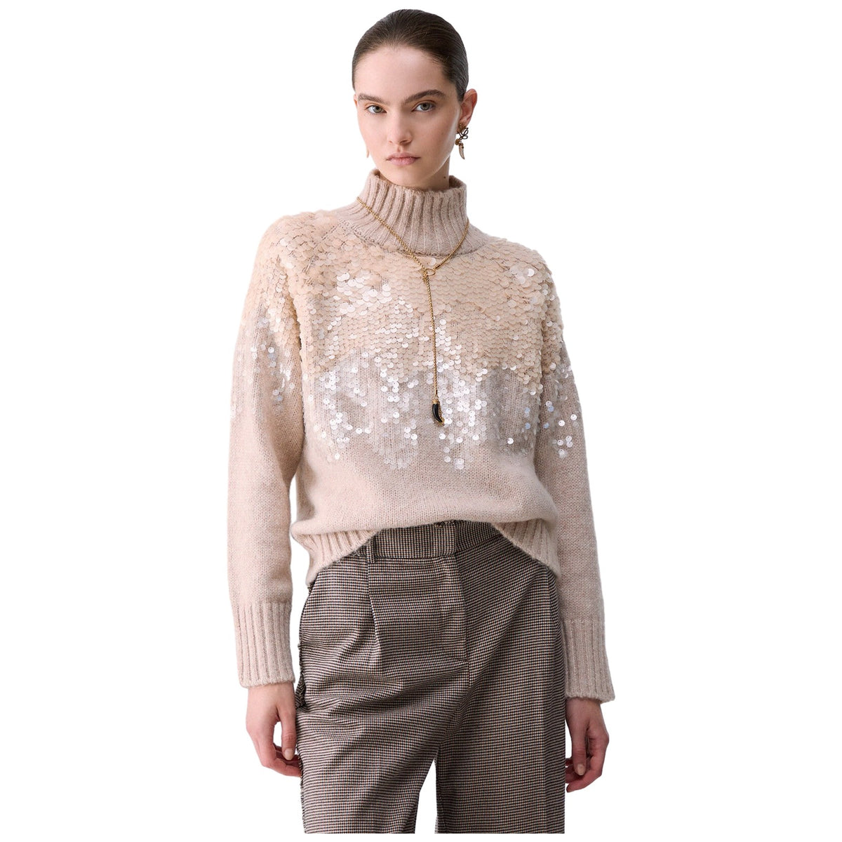 Maglie Donna Liu Jo - Maglia Chiusa M/L Ricamo Paill - Oro