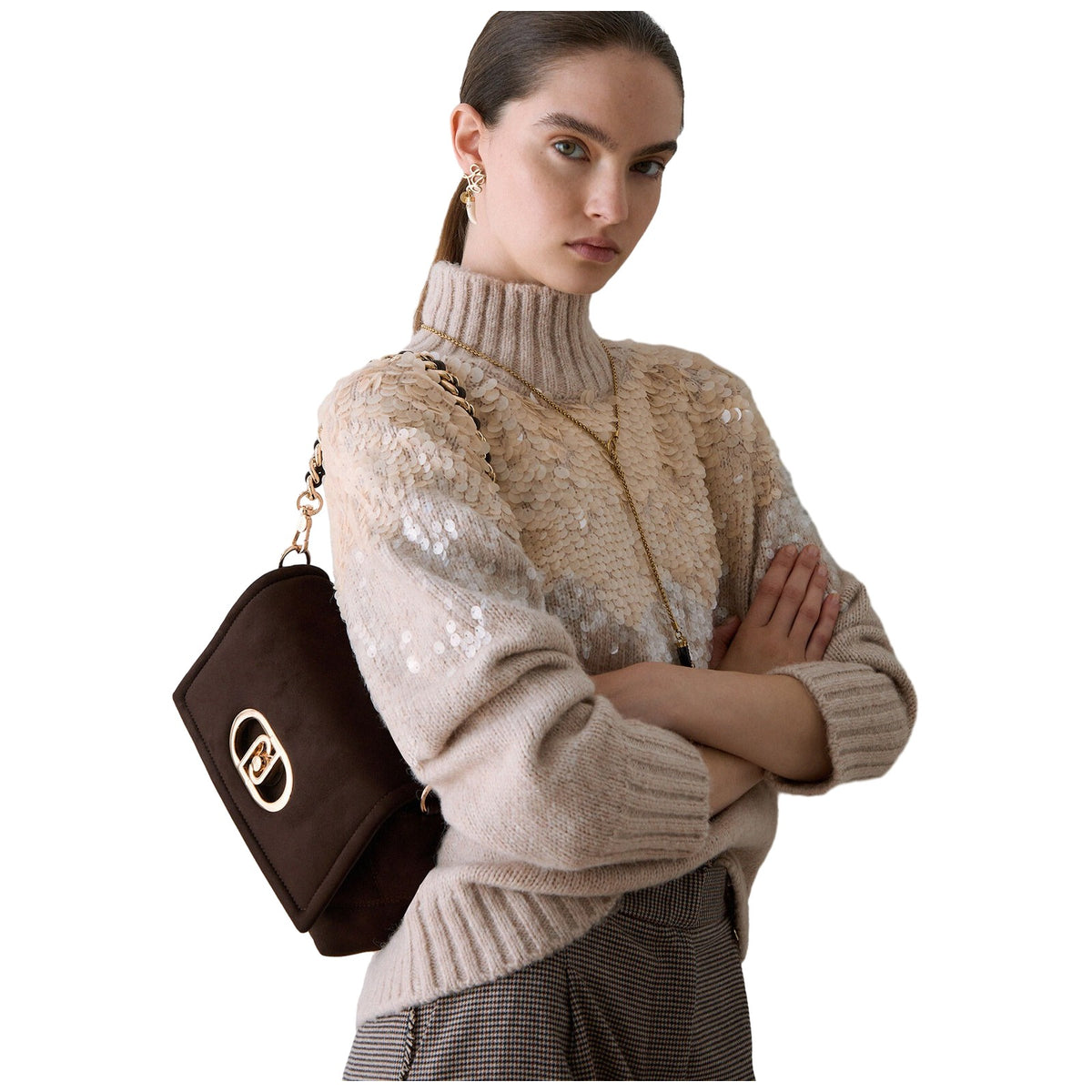 Maglie Donna Liu Jo - Maglia Chiusa M/L Ricamo Paill - Oro