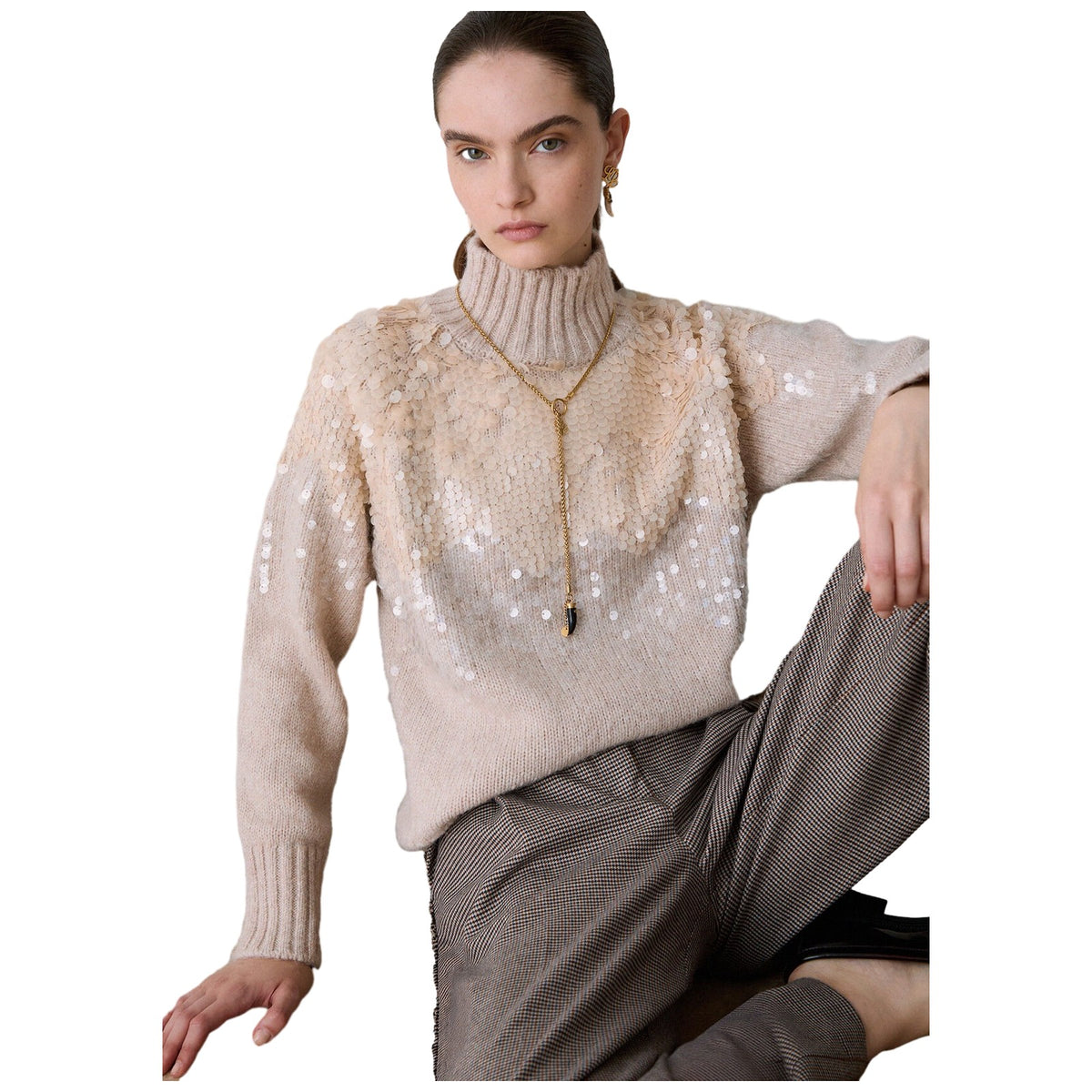 Maglie Donna Liu Jo - Maglia Chiusa M/L Ricamo Paill - Oro