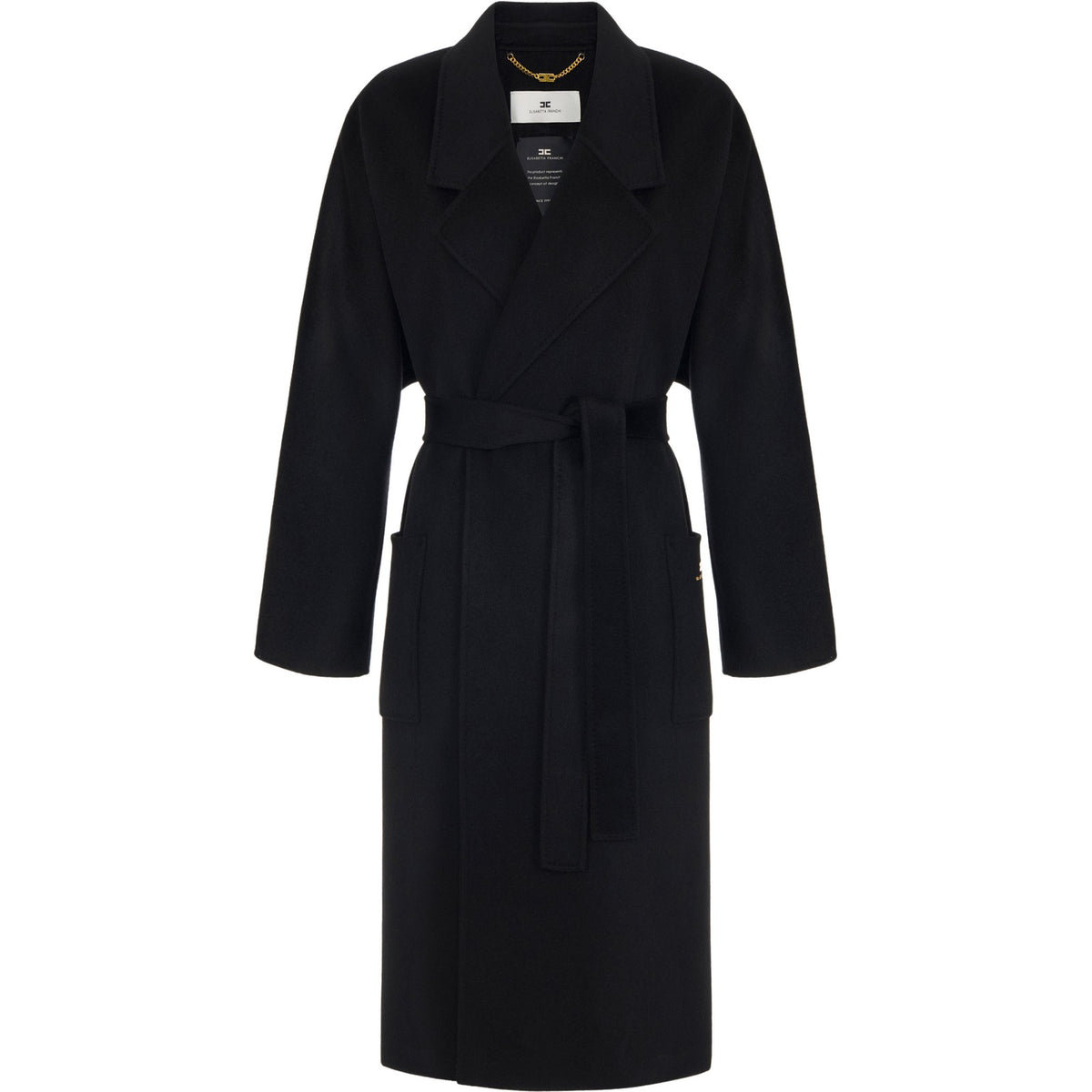 Cappotti Donna Elisabetta Franchi - Cappotto con cintura CP01D66E2 - Nero