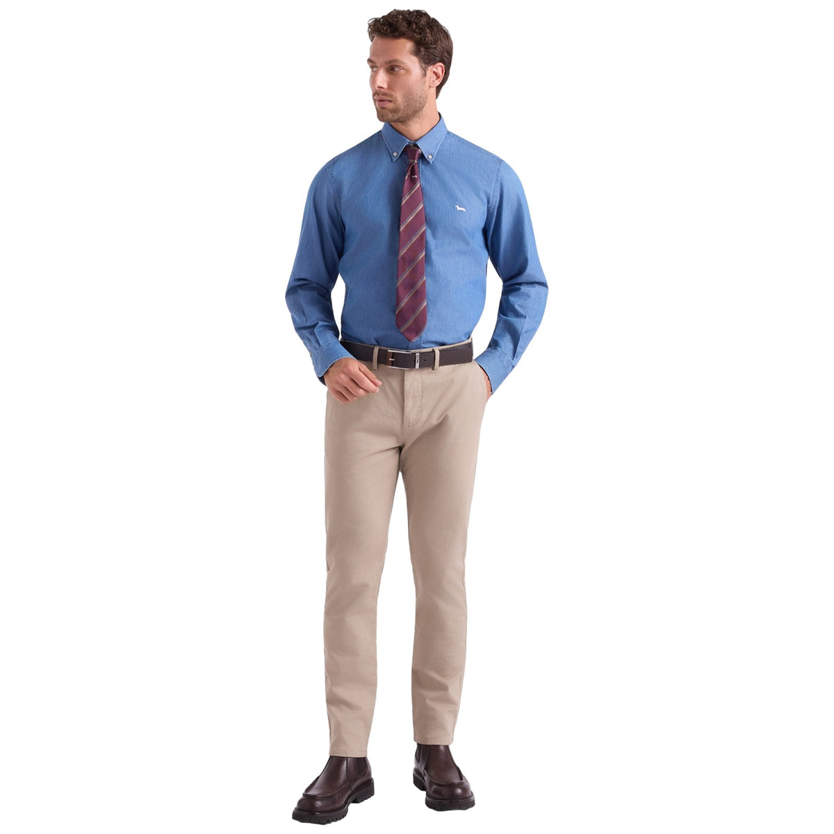 Camicie casual Uomo Harmont & Blaine - Camicia Denim Collo Button Down CRR001013161M - Blu