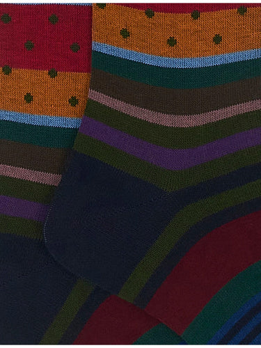 Calze Uomo Gallo - Lungo Co/Ea Fantasia Mix Multic - Blu
