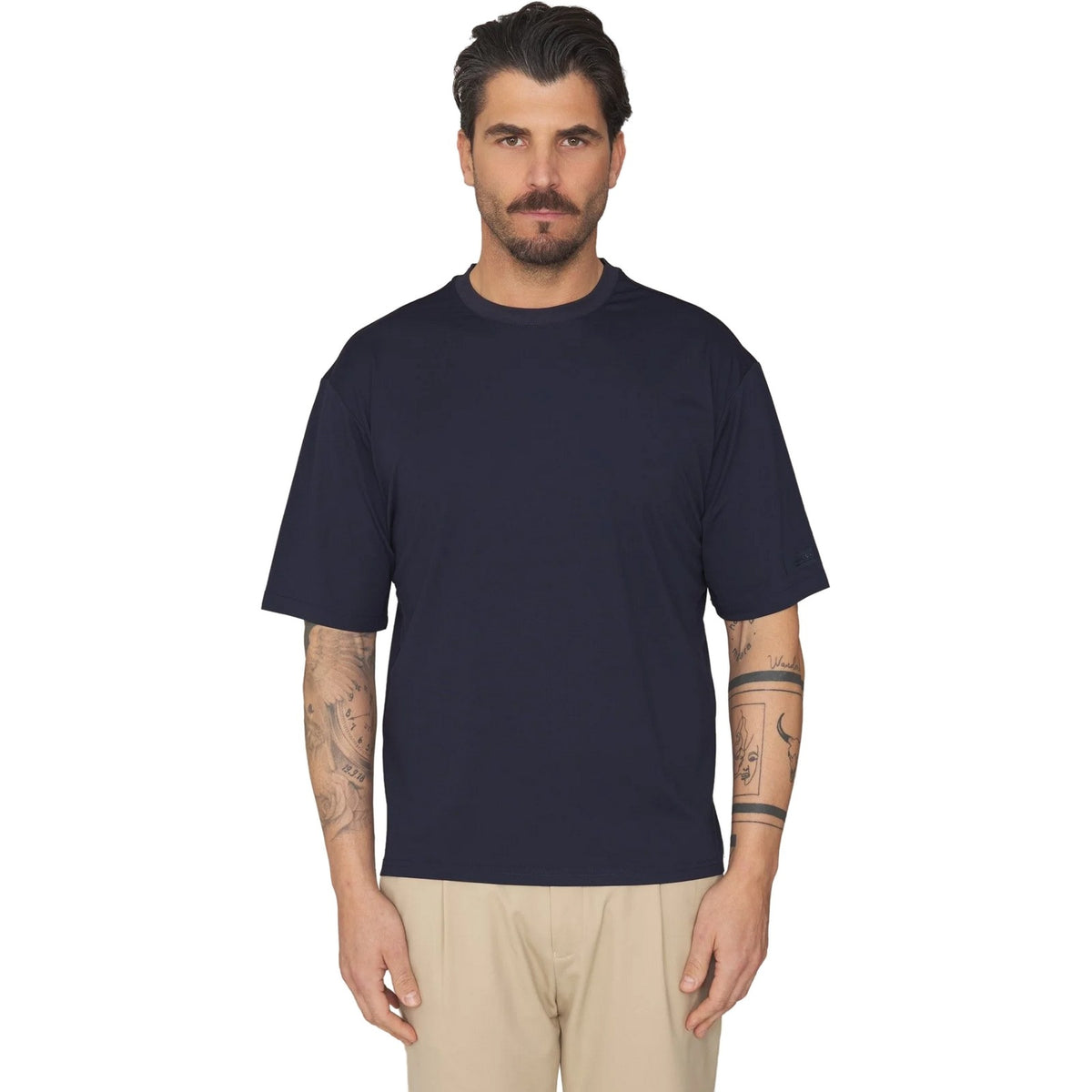 T-shirt Uomo Heskimo - T-Shirt No Iron Silk - Blu-Gianni Foti