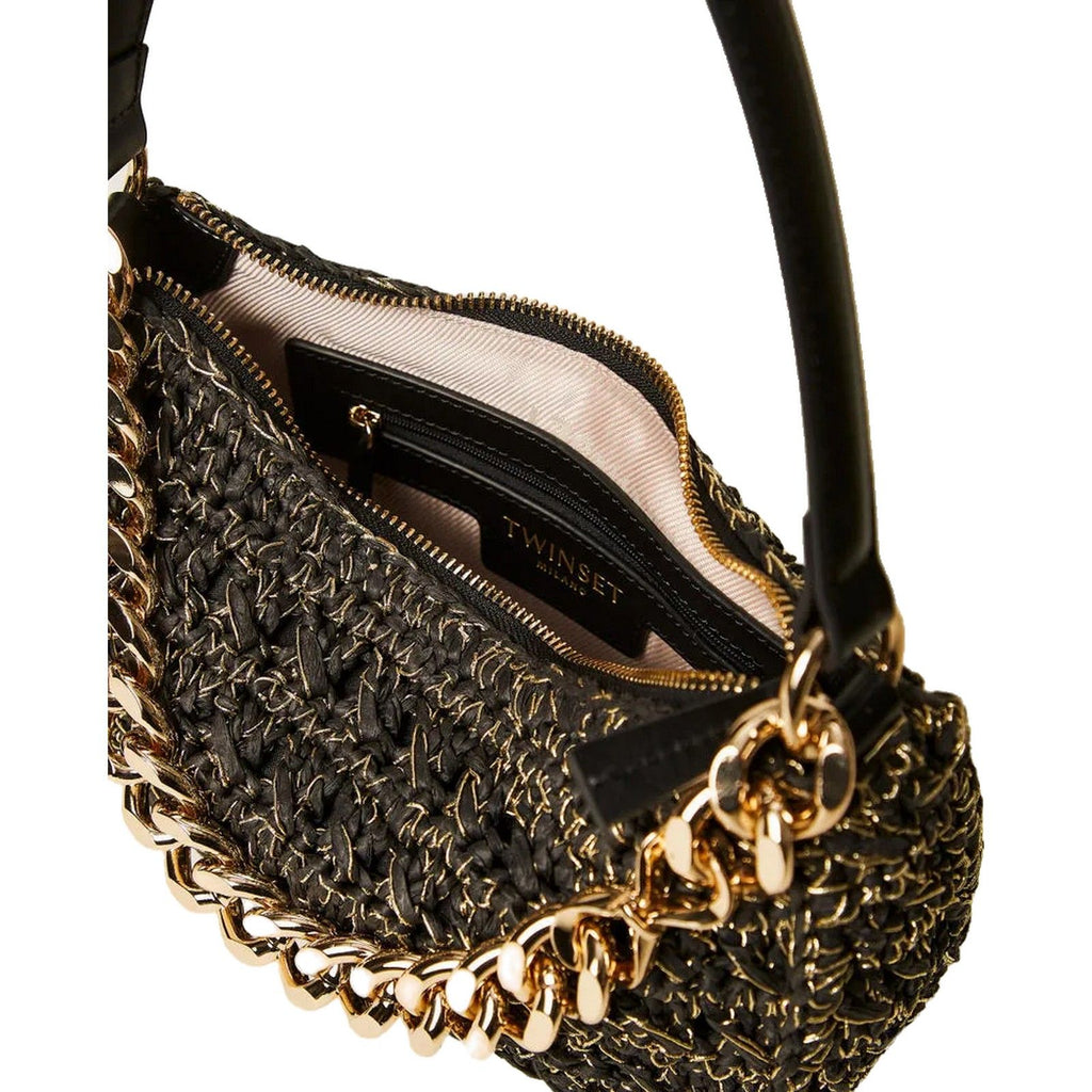 Borse a tracolla Donna Twinset - Tracolla Liliane Piccola Effetto Crochet C/Catena - Nero