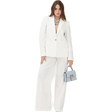Pantaloni Donna Pinko - Jacopone Pantalone Lino Stretc - Bianco