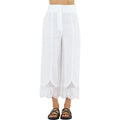 Pantaloni Donna Twinset - Pantalone Cropped Con Pizzo Intarsiato E Cintura - Bianco