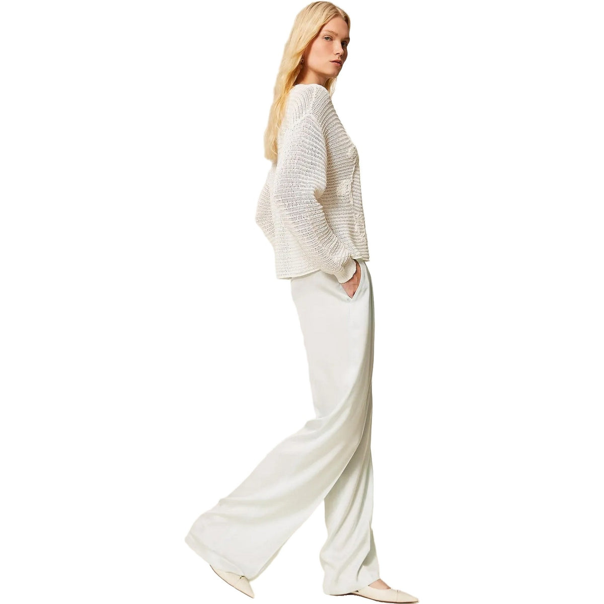 Pantaloni Donna Twinset - Pantalone Wide C/Elastico - Celeste
