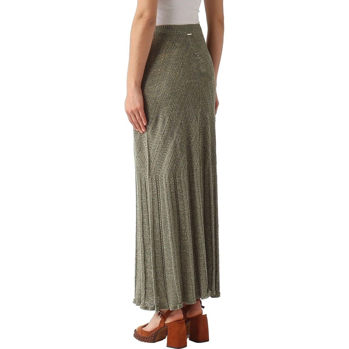 Gonne casual Donna Twinset - Gonna In Maglia Punzonata Chevron - Verde