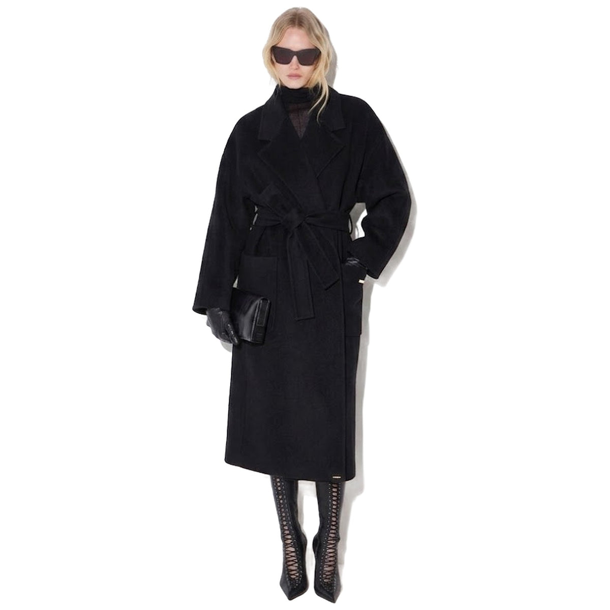 Cappotti Donna Elisabetta Franchi - Cappotto con cintura CP01D66E2 - Nero