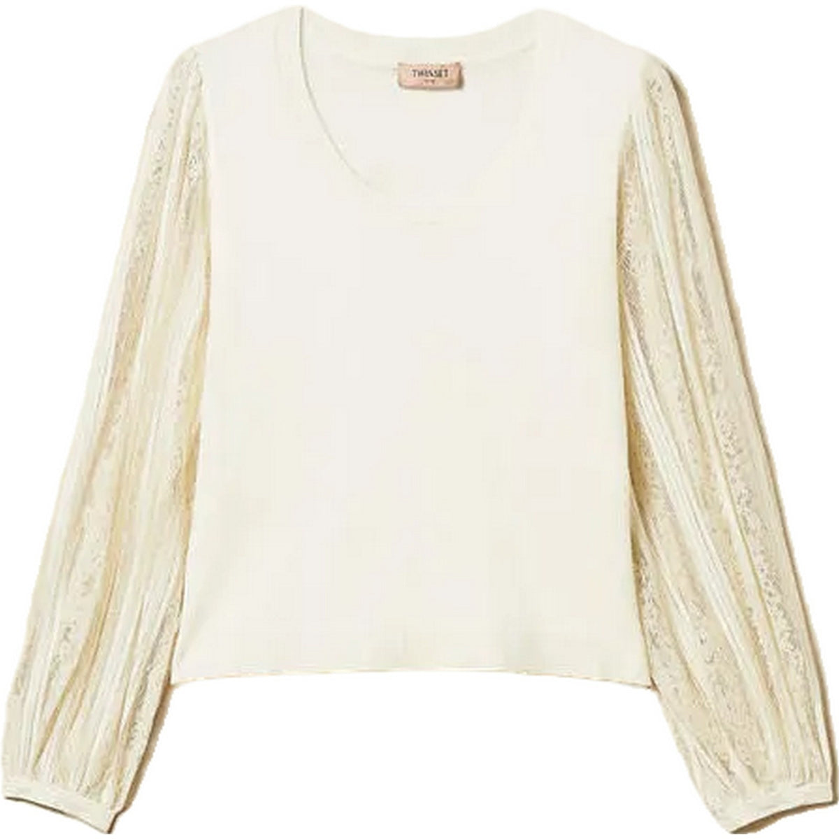 Bluse e camicie Donna Twinset - Maglia Con Pizzo Ricamato - Bianco