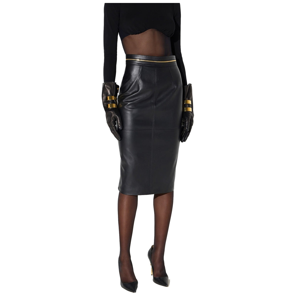 Gonne casual Donna Elisabetta Franchi - Gonna di pelle GP01Z66E2 - Nero